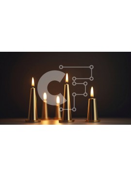 Intra Συλλεκτικό Ξύλινο Παζλ Plywood  4mm - Τρία χρυσά κεριά κώνων σε μαύρο φόντο Σε Ξύλινο Κουτί - Διαστάσεις Puzzle: 10x10 cm – 25 κομμάτια