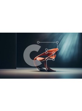 Intra Συλλεκτικό Ξύλινο Παζλ Plywood  4mm - Μοντέρνα πορτοκαλί καρέκλα σε σκοτεινό δωμάτιο με δραματικό φωτισμό Σε Ξύλινο Κουτί - Διαστάσεις Puzzle: 10x10 cm – 25 κομμάτια