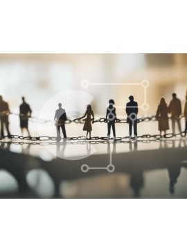 Intra Συλλεκτικό Ξύλινο Παζλ Plywood  4mm - Ομάδα σιλουέτα ανθρώπων που κρατούν αλυσίδες Σε Ξύλινο Κουτί - Διαστάσεις Puzzle: 10x10 cm – 25 κομμάτια