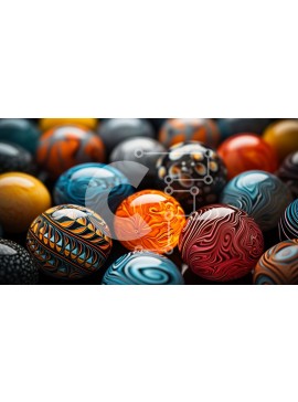 Intra Συλλεκτικό Ξύλινο Παζλ Plywood  4mm - Πολύχρωμα Πασχαλινά αυγά σε μαρμάρινο σχέδιο Σε Ξύλινο Κουτί - Διαστάσεις Puzzle: 10x10 cm – 25 κομμάτια