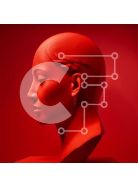 Intra Συλλεκτικό Ξύλινο Παζλ Plywood  4mm - Γαλήνιο κόκκινο μπούστο γυναίκας με μακριά μαλλιά Σε Ξύλινο Κουτί - Διαστάσεις Puzzle: 10x10 cm – 25 κομμάτια