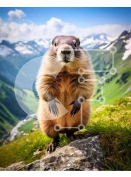 Σετ των 2 Intra Συλλεκτικό Ξύλινο Παζλ Plywood  4mm - Σαγηνευτική εικόνα ενός Groundhog στο φυσικό του περιβάλλον Σε Ξύλινο Κουτί - Διαστάσεις: 10x10 cm – 25 κομμάτια