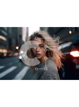 Intra Συλλεκτικό Ξύλινο Παζλ Plywood  4mm - Κομψή ξανθιά γυναίκα στο City Street στο σούρουπο Σε Ξύλινο Κουτί - Διαστάσεις Puzzle: 10x10 cm – 25 κομμάτια