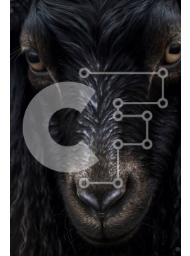 Σετ των 2 Intra Συλλεκτικό Ξύλινο Παζλ Plywood  4mm - Μαύρο πρόβατο με μακριά σγουρά μαλλιά κοιτάζοντας την κάμερα Σε Ξύλινο Κουτί - Διαστάσεις: 10x10 cm – 25 κομμάτια