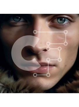 Intra Συλλεκτικό Ξύλινο Παζλ Plywood  4mm - Κομψός άντρας με γούνινο παλτό με εντυπωσιακά μπλε μάτια Σε Ξύλινο Κουτί - Διαστάσεις Puzzle: 10x10 cm – 25 κομμάτια