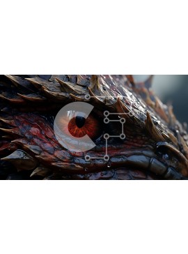 Intra Συλλεκτικό Ξύλινο Παζλ Plywood  4mm - Έντονο Dragon's Eye με Κόκκινη Ίριδα και Μεταλλικές Ζυγαριές Σε Ξύλινο Κουτί - Διαστάσεις Puzzle: 10x10 cm – 25 κομμάτια