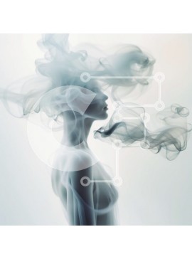 Intra Συλλεκτικό Ξύλινο Παζλ Plywood  4mm - Σαγηνευτική εικόνα μιας γυναίκας με καπνό να βγαίνει από το κεφάλι της Σε Ξύλινο Κουτί - Διαστάσεις Puzzle: 10x10 cm – 25 κομμάτια