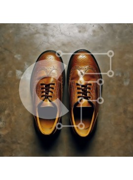 Σετ των 2 Intra Συλλεκτικό Ξύλινο Παζλ Plywood  4mm - Κομψά και κλασικά καφέ δερμάτινα παπούτσια με κορδόνια Σε Ξύλινο Κουτί - Διαστάσεις: 10x10 cm – 25 κομμάτια