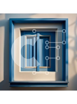 Intra Συλλεκτικό Ξύλινο Παζλ Plywood  4mm - Όμορφο μπλε παράθυρο με λευκά παραθυρόφυλλα σε λευκό τοίχο Σε Ξύλινο Κουτί - Διαστάσεις Puzzle: 10x10 cm – 25 κομμάτια