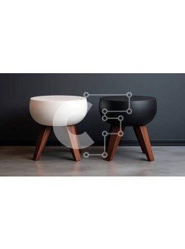 Intra Συλλεκτικό Ξύλινο Παζλ Plywood  4mm - Μοντέρνα ασπρόμαυρα σκαμπό με μινιμαλιστικό σχέδιο Σε Ξύλινο Κουτί - Διαστάσεις Puzzle: 10x10 cm – 25 κομμάτια