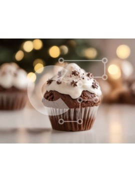 Σετ των 2 Intra Συλλεκτικό Ξύλινο Παζλ Plywood  4mm - Cupcakes σοκολάτας με ψεκασμούς και αστέρια Σε Ξύλινο Κουτί - Διαστάσεις: 10x10 cm – 25 κομμάτια