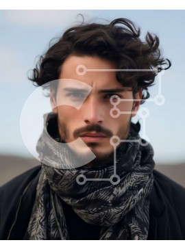 Intra Συλλεκτικό Ξύλινο Παζλ Plywood  4mm - Πορτρέτο ενός σοβαρού άνδρα με σκούρα μαλλιά και γένια Σε Ξύλινο Κουτί - Διαστάσεις Puzzle: 10x10 cm – 25 κομμάτια