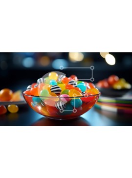 Σετ των 2 Intra Συλλεκτικό Ξύλινο Παζλ Plywood  4mm - Ανάμικτες καραμέλες σε ένα μπολ σε ένα σκούρο ξύλινο τραπέζι Σε Ξύλινο Κουτί - Διαστάσεις: 10x10 cm – 25 κομμάτια