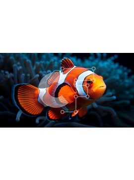 Intra Συλλεκτικό Ξύλινο Παζλ Plywood  4mm - Ψάρι κλόουν που κολυμπά στον ωκεανό Σε Ξύλινο Κουτί - Διαστάσεις: 10x10 cm – 25 κομμάτια