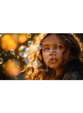 Intra Συλλεκτικό Ξύλινο Παζλ Plywood  4mm - Θαύμα και περιέργεια: Νεαρό κορίτσι που κοιτάζει τις φυσαλίδες στον ήλιο που δύει Σε Ξύλινο Κουτί - Διαστάσεις Puzzle: 10x10 cm – 25 κομμάτια