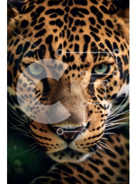 Σετ των 2 Intra Συλλεκτικό Ξύλινο Παζλ Plywood  4mm - Κοντινό πλάνο του προσώπου μιας Jaguar με πράσινα μάτια Σε Ξύλινο Κουτί - Διαστάσεις: 10x10 cm – 25 κομμάτια