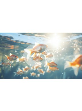 Intra Συλλεκτικό Ξύλινο Παζλ Plywood  4mm - Σχολή χρυσόψαρου που κολυμπά σε καθαρά νερά Σε Ξύλινο Κουτί - Διαστάσεις: 10x10 cm – 25 κομμάτια