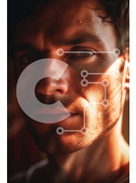 Intra Συλλεκτικό Ξύλινο Παζλ Plywood  4mm - Σοβαρό πορτρέτο ενός άνδρα σε ένα άσπρο tank-top Σε Ξύλινο Κουτί - Διαστάσεις Puzzle: 10x10 cm – 25 κομμάτια