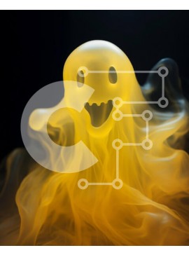 Intra Συλλεκτικό Ξύλινο Παζλ Plywood  4mm - Κίτρινο φάντασμα που επιπλέει στον αέρα Σε Ξύλινο Κουτί - Διαστάσεις Puzzle: 10x10 cm – 25 κομμάτια