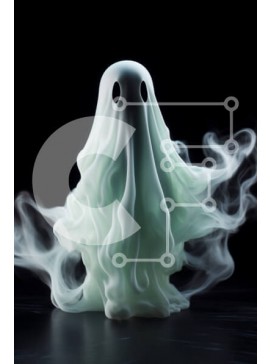 Intra Συλλεκτικό Ξύλινο Παζλ Plywood  4mm - Λευκό ειδώλιο φάντασμα με καπνό για αποκριάτικες διακοσμήσεις Σε Ξύλινο Κουτί - Διαστάσεις Puzzle: 10x10 cm – 25 κομμάτια