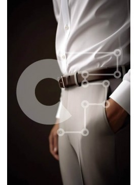 Intra Συλλεκτικό Ξύλινο Παζλ Plywood  4mm - Κομψός άντρας με λευκό πουκάμισο και γκρι παντελόνι με καφέ ζώνη Σε Ξύλινο Κουτί - Διαστάσεις Puzzle: 10x10 cm – 25 κομμάτια