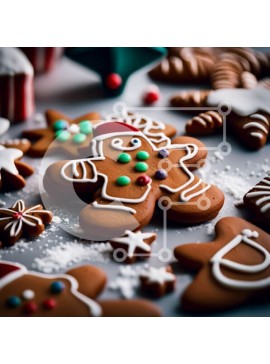 Σετ των 2 Intra Συλλεκτικό Ξύλινο Παζλ Plywood  4mm - Λαχταριστά μπισκότα μελόψωμο με γιορτινά στολίδια Σε Ξύλινο Κουτί - Διαστάσεις: 10x10 cm – 25 κομμάτια