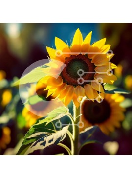 Intra Συλλεκτικό Ξύλινο Παζλ Plywood  4mm - Όμορφη κοντινή εικόνα ενός ηλίανθου σε ένα χωράφι Σε Ξύλινο Κουτί - Διαστάσεις: 10x10 cm – 25 κομμάτια