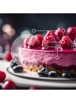 Σετ των 2 Intra Συλλεκτικό Ξύλινο Παζλ Plywood  4mm - Νόστιμο cheesecake ροζ βατόμουρο με φρέσκα σμέουρα Σε Ξύλινο Κουτί - Διαστάσεις: 10x10 cm – 25 κομμάτια