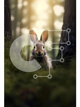 Σετ των 2 Intra Συλλεκτικό Ξύλινο Παζλ Plywood  4mm - Αξιολάτρευτη εικόνα ενός περίεργου κουνελιού σε ένα φυσικό δάσος Σε Ξύλινο Κουτί - Διαστάσεις: 10x10 cm – 25 κομμάτια