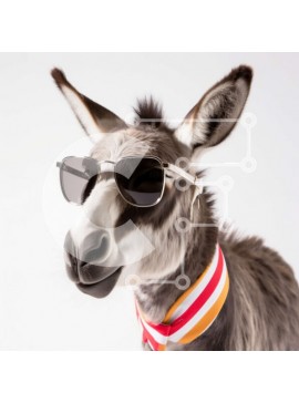 Intra Συλλεκτικό Ξύλινο Παζλ Plywood  4mm - Εικόνα ενός κουλ γαϊδάρου που φοράει γυαλιά ηλίου Σε Ξύλινο Κουτί - Διαστάσεις: 10x10 cm – 25 κομμάτια