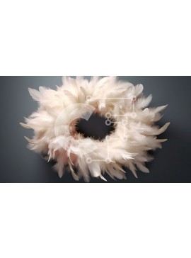 Intra Συλλεκτικό Ξύλινο Παζλ Plywood  4mm - Κομψό στεφάνι από λευκό πούπουλο για εσωτερική διακόσμηση Σε Ξύλινο Κουτί - Διαστάσεις Puzzle: 10x10 cm – 25 κομμάτια