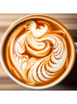 Σετ των 2 Intra Συλλεκτικό Ξύλινο Παζλ Plywood  4mm - Κομψό λευκό φλιτζάνι καφέ με σχέδιο στροβιλισμού πουλιών Σε Ξύλινο Κουτί - Διαστάσεις: 10x10 cm – 25 κομμάτια