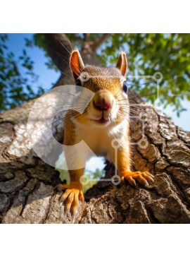 Intra Συλλεκτικό Ξύλινο Παζλ Plywood  4mm - Χαριτωμένη φωτογραφία του σκίουρου που κρυφοκοιτάζει από πίσω από τον κορμό του δέντρου Σε Ξύλινο Κουτί - Διαστάσεις: 10x10 cm – 25 κομμάτια