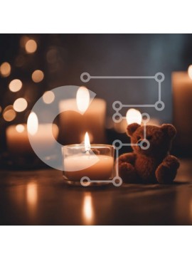 Intra Συλλεκτικό Ξύλινο Παζλ Plywood  4mm - Αρκουδάκι με αναμμένα κεριά στο τραπέζι Σε Ξύλινο Κουτί - Διαστάσεις Puzzle: 10x10 cm – 25 κομμάτια