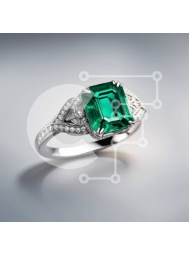 Σετ των 2 Intra Συλλεκτικό Ξύλινο Παζλ Plywood  4mm - Εκπληκτικό δαχτυλίδι από σμαράγδι και διαμάντια σε διακριτικό γκρι φόντο Σε Ξύλινο Κουτί - Διαστάσεις: 10x10 cm – 25 κομμάτια