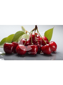 Σετ των 2 Intra Συλλεκτικό Ξύλινο Παζλ Plywood  4mm - Νόστιμη εικόνα από φρέσκα κόκκινα κεράσια με πράσινα φύλλα Σε Ξύλινο Κουτί - Διαστάσεις: 10x10 cm – 25 κομμάτια