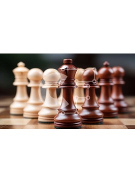 Intra Συλλεκτικό Ξύλινο Παζλ Plywood  4mm - Σκακιέρα με άσπρα και μαύρα κομμάτια σκακιού Σε Ξύλινο Κουτί - Διαστάσεις Puzzle: 10x10 cm – 25 κομμάτια