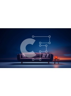 Intra Συλλεκτικό Ξύλινο Παζλ Plywood  4mm - Μωβ καναπές σε δωμάτιο με χαμηλό φωτισμό με θέα στο νερό στο ηλιοβασίλεμα Σε Ξύλινο Κουτί - Διαστάσεις Puzzle: 10x10 cm – 25 κομμάτια