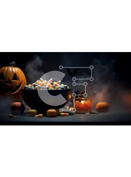Intra Συλλεκτικό Ξύλινο Παζλ Plywood  4mm - Candy Corn Bowl με θέμα το Halloween με κολοκύθες και κεριά Σε Ξύλινο Κουτί - Διαστάσεις Puzzle: 10x10 cm – 25 κομμάτια