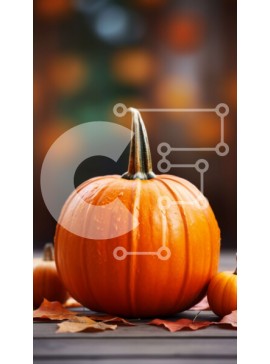 Intra Συλλεκτικό Ξύλινο Παζλ Plywood  4mm - Κολοκύθα σε ξύλινη επιφάνεια με φύλλα πτώσης Σε Ξύλινο Κουτί - Διαστάσεις Puzzle: 10x10 cm – 25 κομμάτια