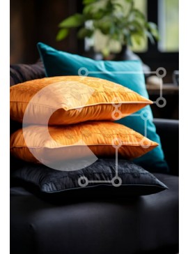 Intra Συλλεκτικό Ξύλινο Παζλ Plywood  4mm - Ζωντανά μαξιλάρια σε έναν κομψό μαύρο καναπέ Σε Ξύλινο Κουτί - Διαστάσεις Puzzle: 10x10 cm – 25 κομμάτια