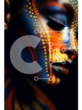 Intra Συλλεκτικό Ξύλινο Παζλ Plywood  4mm - Όμορφη εικόνα μιας γυναίκας με πολύχρωμη ζωγραφική προσώπου Σε Ξύλινο Κουτί - Διαστάσεις Puzzle: 10x10 cm – 25 κομμάτια