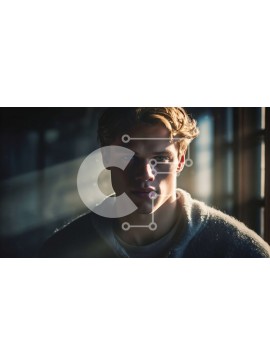 Intra Συλλεκτικό Ξύλινο Παζλ Plywood  4mm - Σοβαρός νεαρός άνδρας που κοιτάζει έξω από ένα παράθυρο στο φως του ήλιου Σε Ξύλινο Κουτί - Διαστάσεις Puzzle: 10x10 cm – 25 κομμάτια