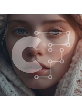 Σετ των 2 Intra Συλλεκτικό Ξύλινο Παζλ Plywood  4mm - Όμορφο πορτρέτο μιας νεαρής γυναίκας με πλεκτό φούτερ Σε Ξύλινο Κουτί - Διαστάσεις: 10x10 cm – 25 κομμάτια