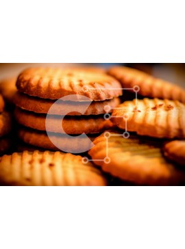 Σετ των 2 Intra Συλλεκτικό Ξύλινο Παζλ Plywood  4mm - Νόστιμη εικόνα ενός σωρού από μπισκότα σε ένα πιάτο Σε Ξύλινο Κουτί - Διαστάσεις: 10x10 cm – 25 κομμάτια