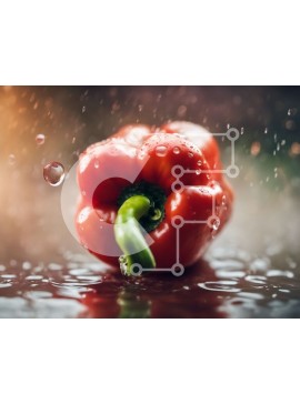 Σετ των 2 Intra Συλλεκτικό Ξύλινο Παζλ Plywood  4mm - Φρέσκια κόκκινη πιπεριά με σταγονίδια νερού Σε Ξύλινο Κουτί - Διαστάσεις: 10x10 cm – 25 κομμάτια