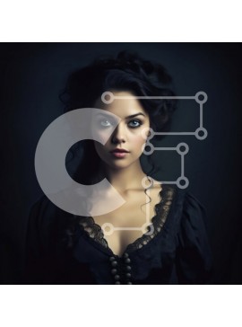 Σετ των 2 Intra Συλλεκτικό Ξύλινο Παζλ Plywood  4mm - Σοβαρή γυναίκα με μαύρο φόρεμα με ρέοντα μανίκια Σε Ξύλινο Κουτί - Διαστάσεις: 10x10 cm – 25 κομμάτια