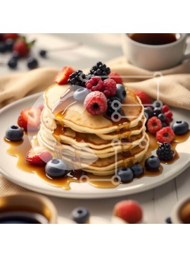 Σετ των 2 Intra Συλλεκτικό Ξύλινο Παζλ Plywood  4mm - Λαχταριστές τηγανίτες με σιρόπι και φρέσκα μούρα Σε Ξύλινο Κουτί - Διαστάσεις: 10x10 cm – 25 κομμάτια