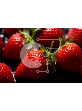 Σετ των 2 Intra Συλλεκτικό Ξύλινο Παζλ Plywood  4mm - Φρέσκες φράουλες σε μαύρη επιφάνεια Σε Ξύλινο Κουτί - Διαστάσεις: 10x10 cm – 25 κομμάτια