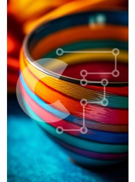 Σετ των 2 Intra Συλλεκτικό Ξύλινο Παζλ Plywood  4mm - Ζωντανό μπολ με τρόφιμα σε μπλε φόντο Σε Ξύλινο Κουτί - Διαστάσεις: 10x10 cm – 25 κομμάτια